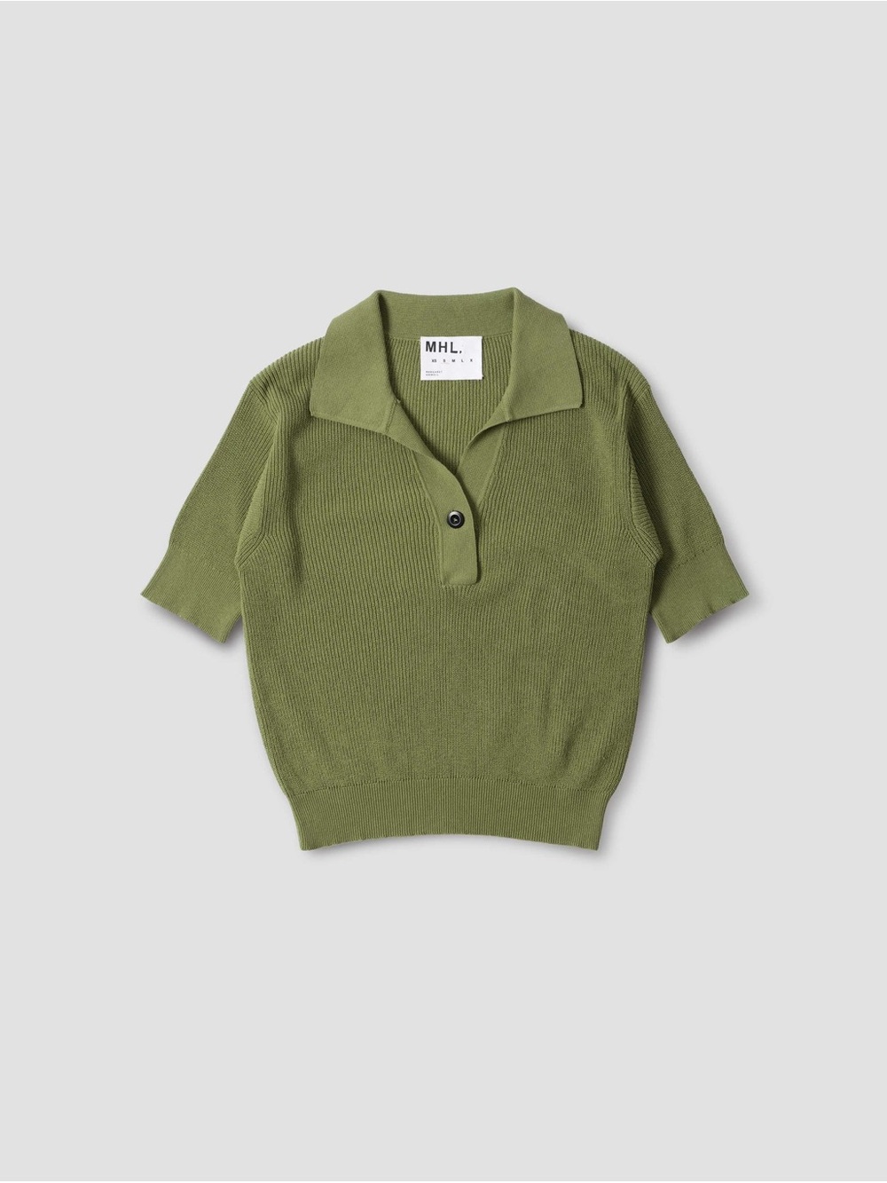 MHL. Margaret Howell Green Short-Sleeve Knit Polo Top Small NWT! $345